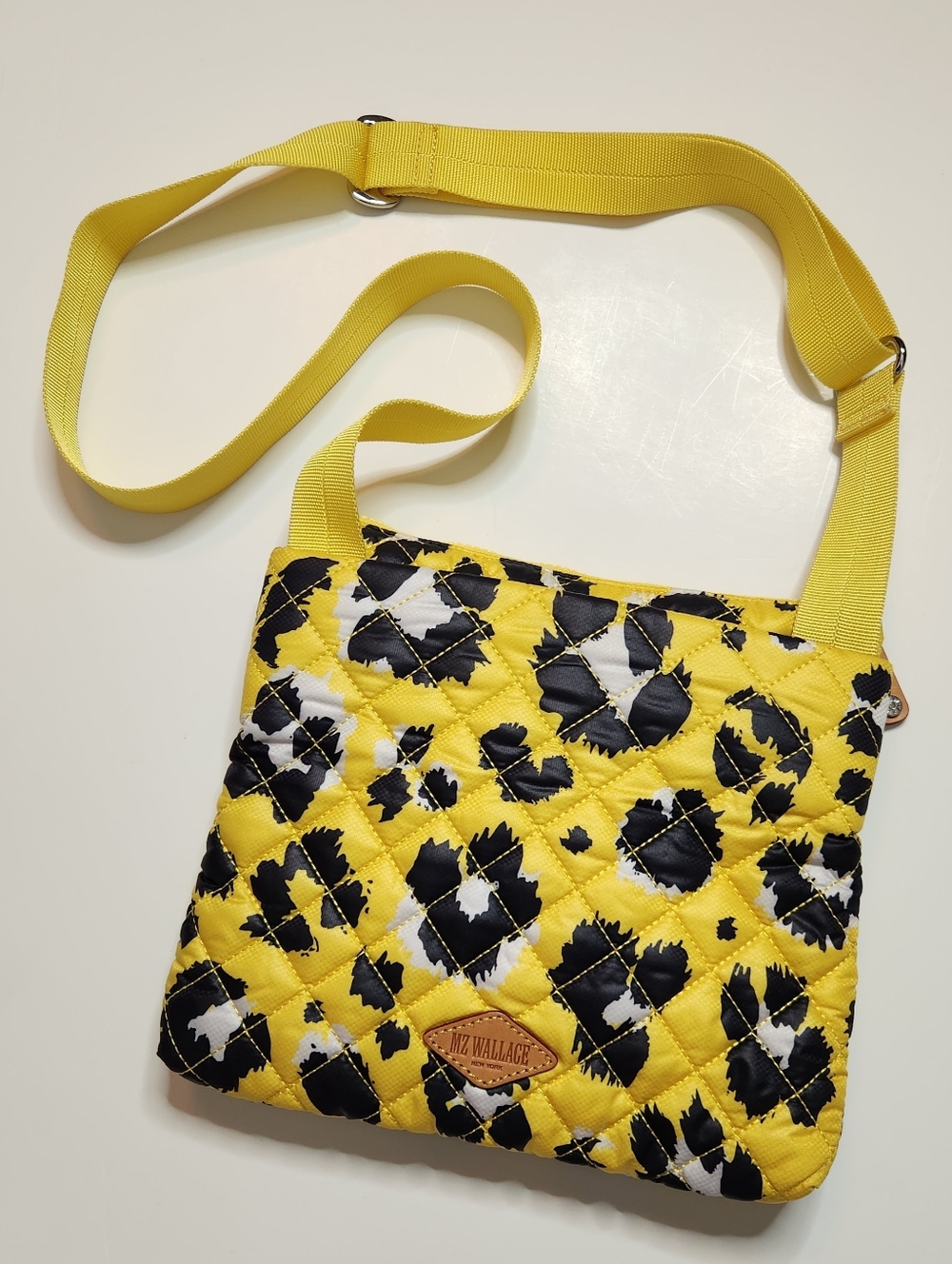 MZ Wallace Yellow Leopard Animal Print Metro Flat Crossbody Purse - Picture 5 of 6